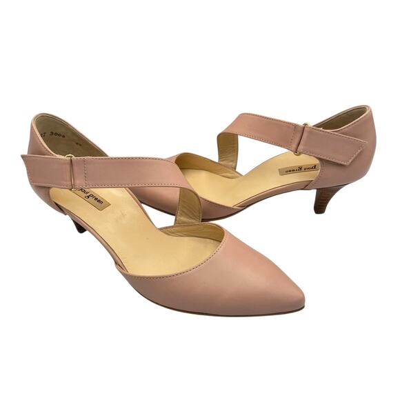 Paul Green Nicki Asymmetrical Hook & Loop Leather Strap Pointed Toe Neutral Pump - Picture 1 of 12